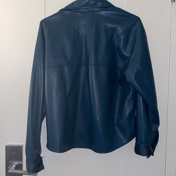 Aritzia Babaton Leather Pelli Shirt Jacket- BLUE/GREEN COLOR- SMALL - Picture 4 of 4
